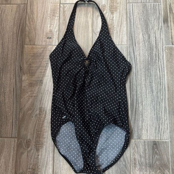 Speedo Polka Dot Swimsuit Halter Neck One Piece Size 14 - Picture 2 of 12